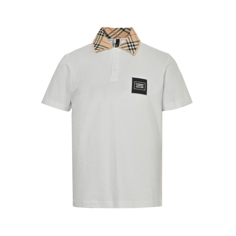 White Crew Neck T-Shirt with Black Logo Patch view