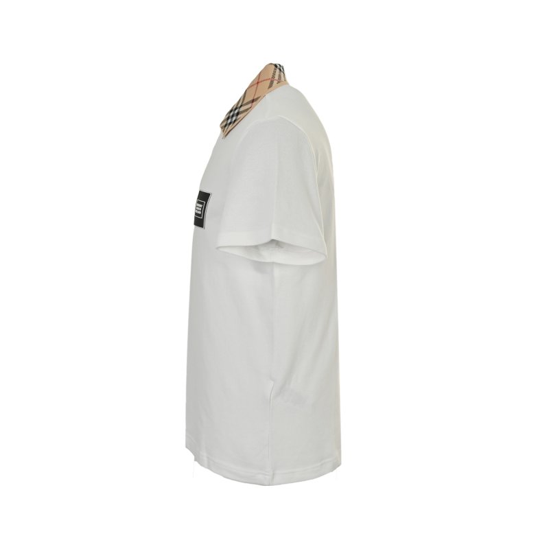 White Crew Neck T-Shirt with Black Logo Patch view