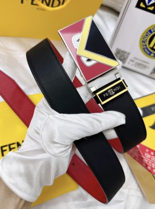 Fendi Monster Eyes Red Leather Belt 3.8cm view 7