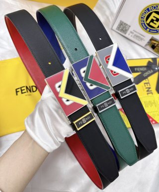 Fendi Monster Eyes Red Leather Belt 3.8cm view 9