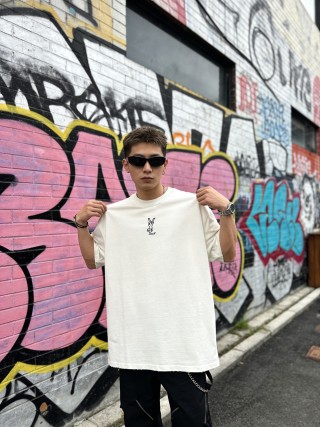YSL White Monogram Logo Short Sleeve T-Shirt view 4