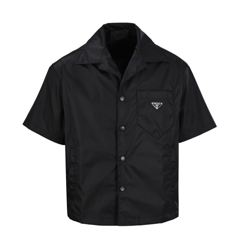 Black Oversized Short Sleeve Button-Up Shirt view