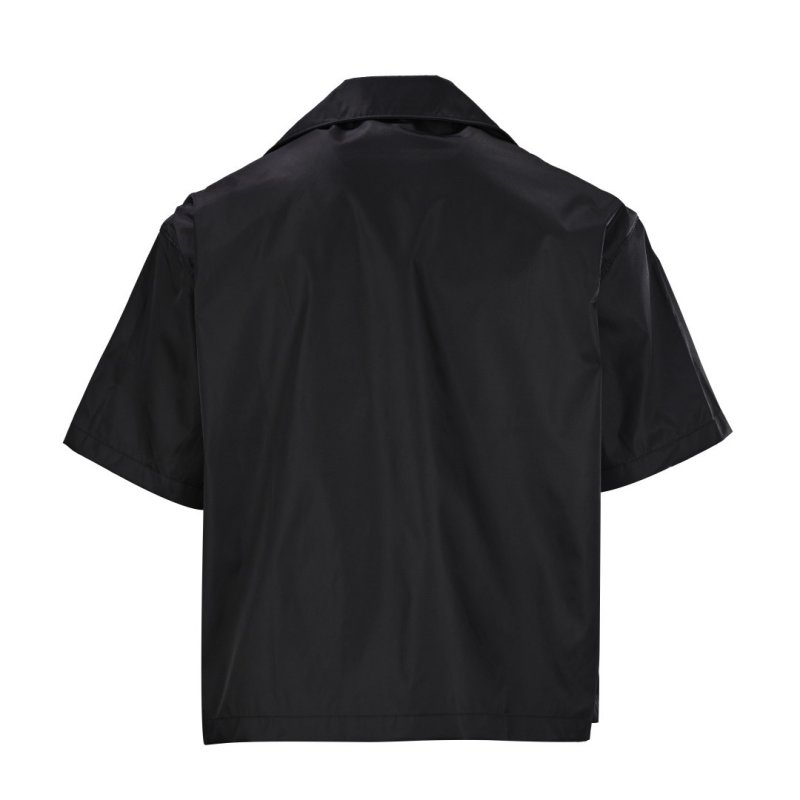 Black Oversized Short Sleeve Button-Up Shirt view
