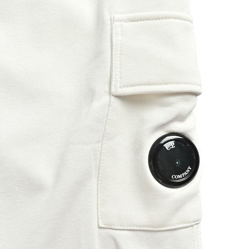 White Cargo Shorts with Drawstring and Pocket Detail view
