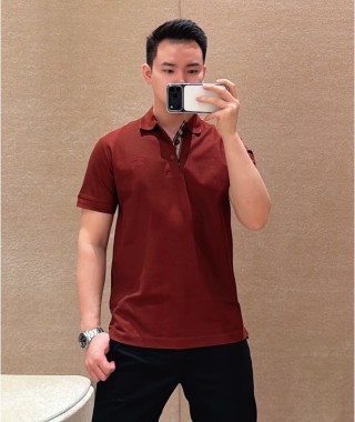 Burberry Embroidered Polo Shirt Burgundy view 4