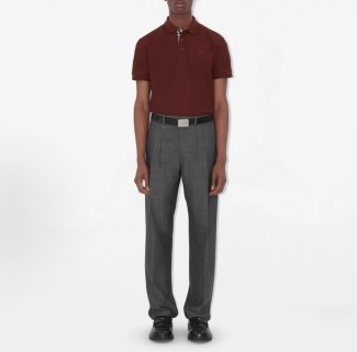 Burberry Embroidered Polo Shirt Burgundy view 5