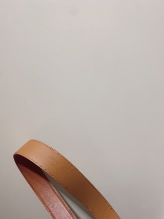 YSL Women's Cognac Leather Belt with Gold Buckle view 6