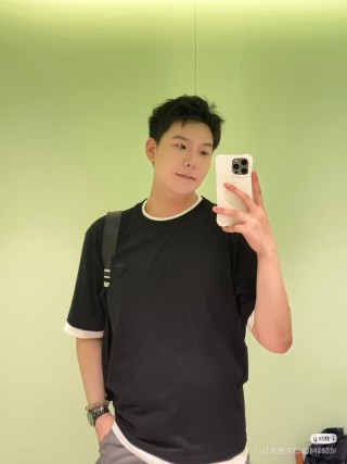 Essentials Black T-Shirt with Contrast Trim view 2