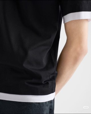 Essentials Black T-Shirt with Contrast Trim view 3