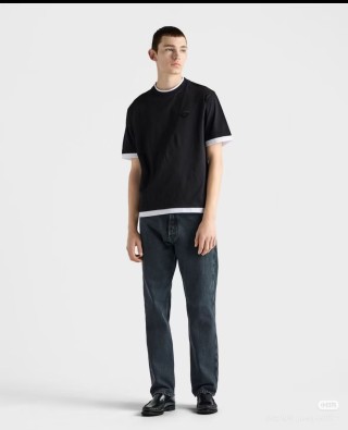 Essentials Black T-Shirt with Contrast Trim view 5