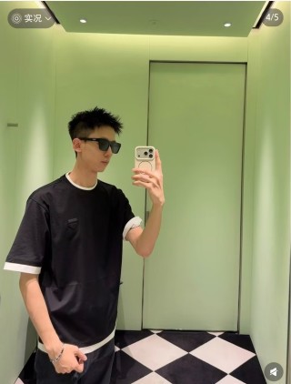 Essentials Black T-Shirt with Contrast Trim view 7