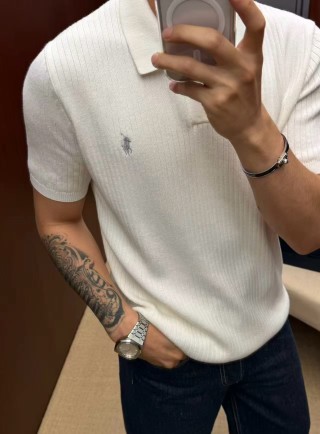 Ralph Lauren White Ribbed Polo Shirt