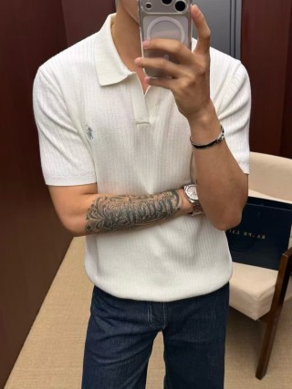 Ralph Lauren White Ribbed Polo Shirt view 2