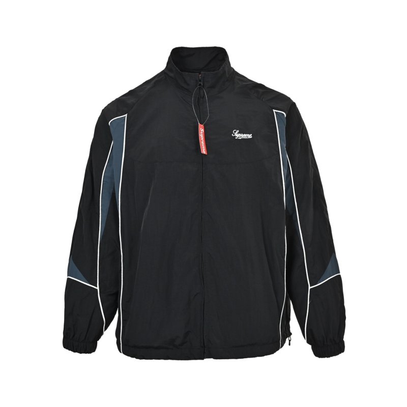 Black Lightweight Track Jacket with Contrast Piping view
