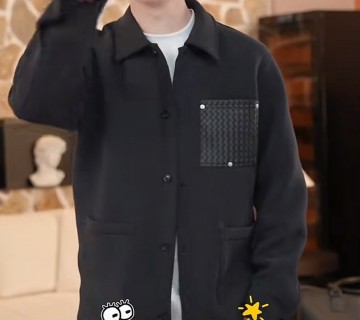 Stone Island Charcoal Grey Overshirt Jacket with Woven Pocket view 3