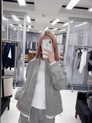 Grey Oversized Windbreaker Jacket