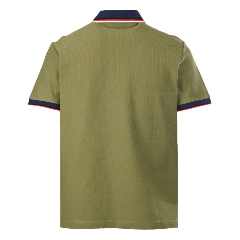Lacoste Women's Olive Green Polo Shirt with Striped Trim view