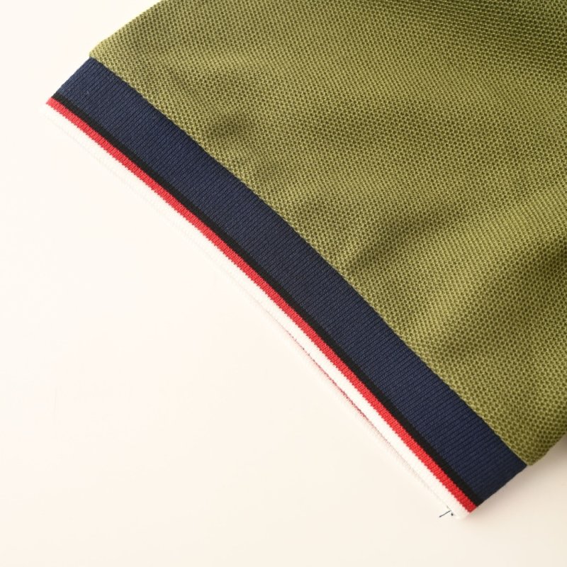 Lacoste Women's Olive Green Polo Shirt with Striped Trim view