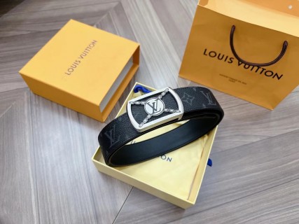 Louis Vuitton Damier Graphite Leather Belt with Metal Buckle view 2