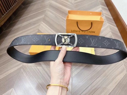 Louis Vuitton Damier Graphite Leather Belt with Metal Buckle view 3