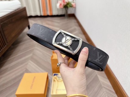 Louis Vuitton Damier Graphite Leather Belt with Metal Buckle view 6