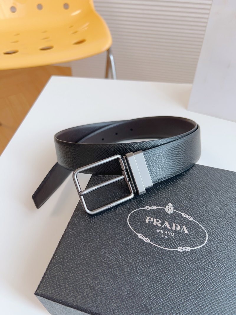 Prada Saffiano Leather Belt Black 35mm view