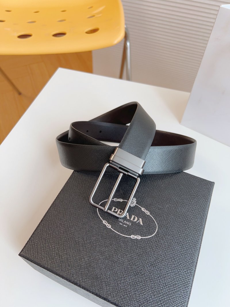 Prada Saffiano Leather Belt Black 35mm view