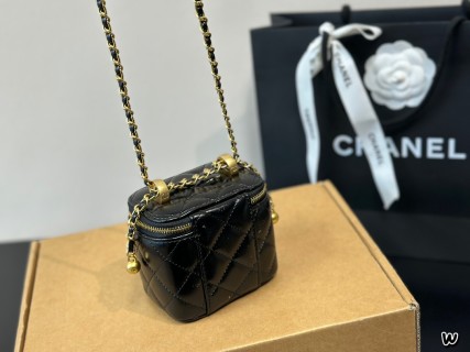 Chanel Black Quilted Box Bag with Dual Gold Hardware view 6
