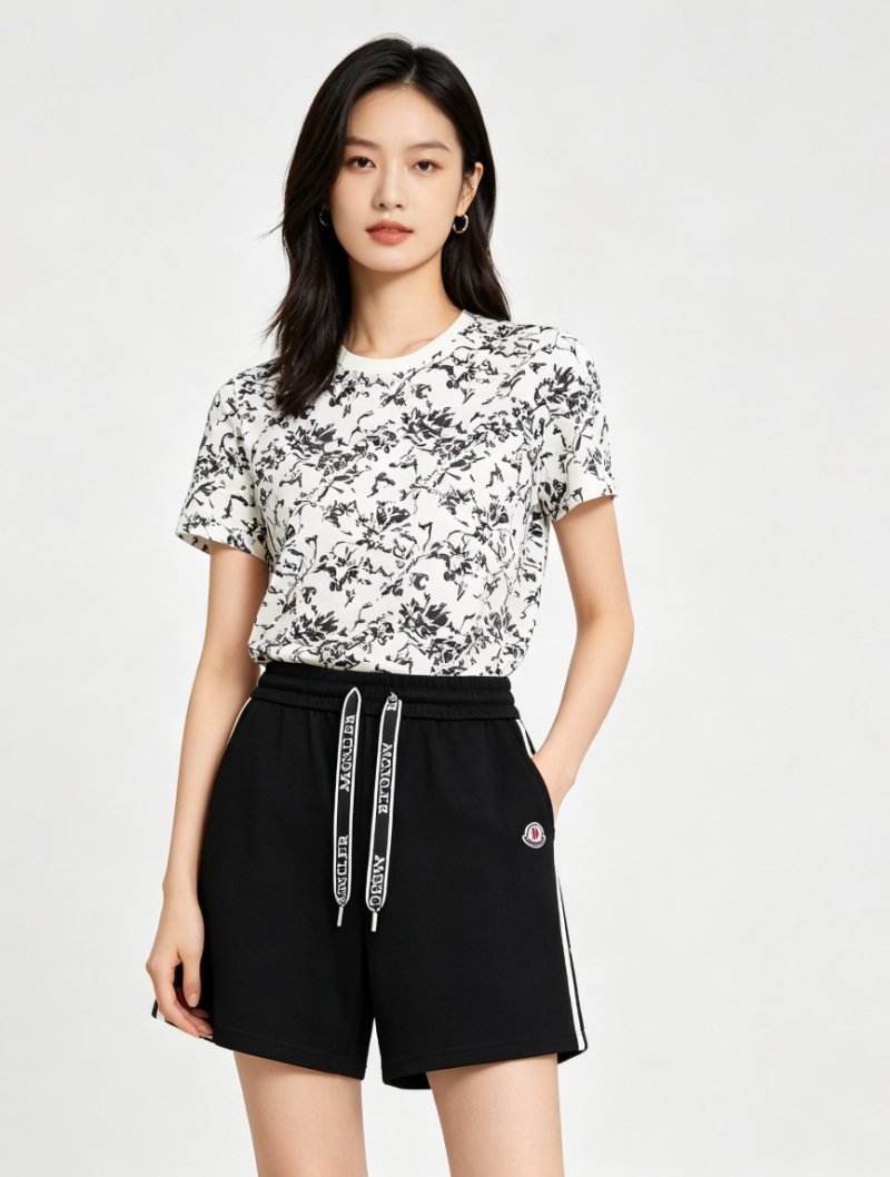 Moncler Black Shorts with Tape Detail view