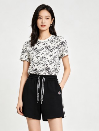 Moncler Black Shorts with Tape Detail view 4