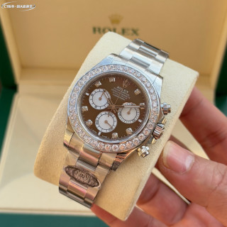Rolex Daytona Chronograph Steel Diamond Bezel Brown Dial view 2