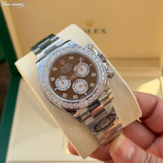 Rolex Daytona Chronograph Steel Diamond Bezel Brown Dial view 3