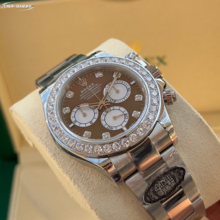 Rolex Daytona Chronograph Steel Diamond Bezel Brown Dial view 4