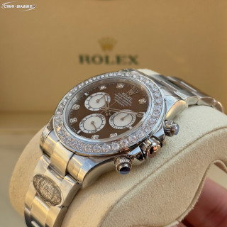 Rolex Daytona Chronograph Steel Diamond Bezel Brown Dial view 5