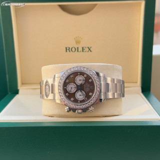 Rolex Daytona Chronograph Steel Diamond Bezel Brown Dial view 6
