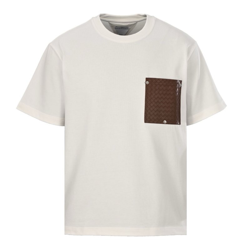 White Short Sleeve T-Shirt with Brown Pocket Detail view