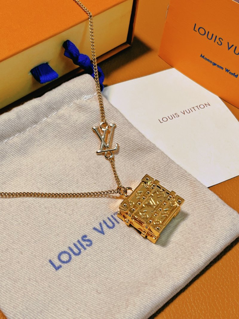 Louis Vuitton Trunk Locket Gold Chain Necklace