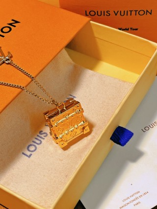 Louis Vuitton Trunk Locket Gold Chain Necklace view 2