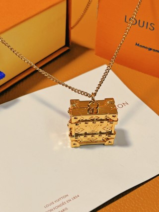 Louis Vuitton Trunk Locket Gold Chain Necklace view 3