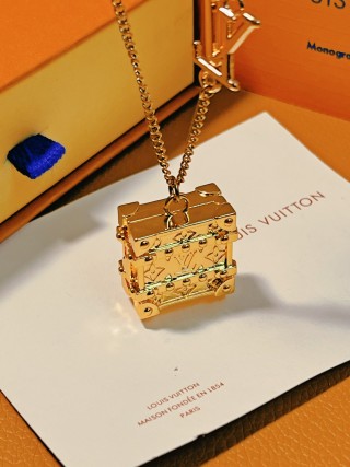 Louis Vuitton Trunk Locket Gold Chain Necklace view 4