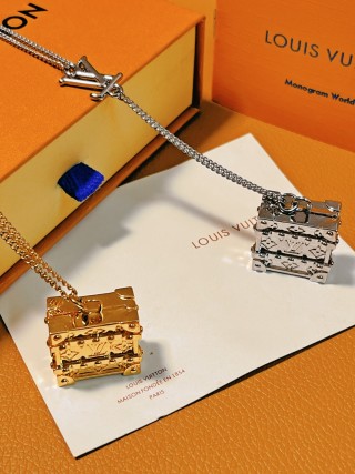Louis Vuitton Trunk Locket Gold Chain Necklace view 5
