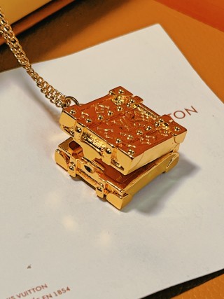 Louis Vuitton Trunk Locket Gold Chain Necklace view 6