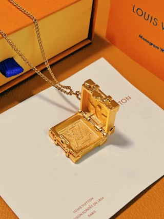 Louis Vuitton Trunk Locket Gold Chain Necklace view 7