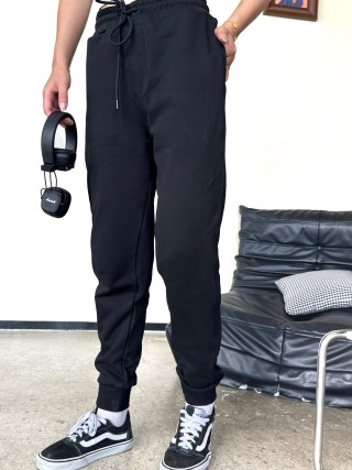 Black Drawstring Jogger Pants view 3