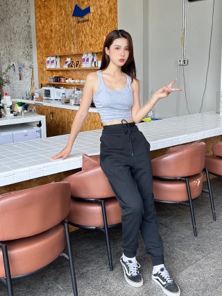 Black Drawstring Jogger Pants view 4
