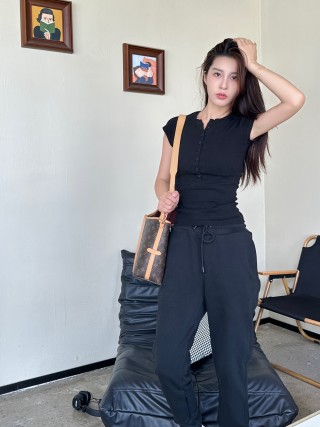 Black Drawstring Jogger Pants view 6