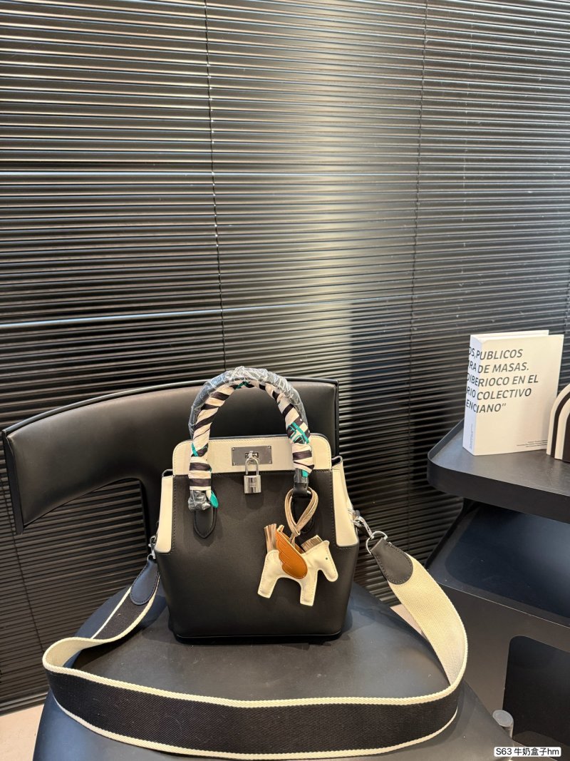 Hermès Milk Box Bag Black & Cream Panda Color Block view