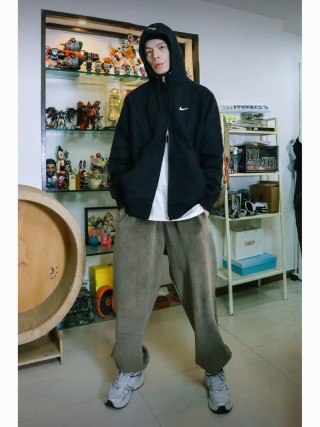 Nike Swoosh Black Windbreaker Jacket view 7