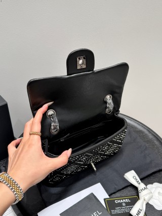 Chanel Classic Flap CF Quilted Crystal Embellished Black Bag view 9