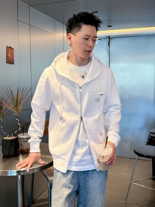 Prada White Zip Hoodie Jacket view 4